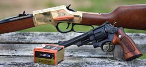 Many companies make rifles chambered for handgun ammunition, from .357 Magnum through .460 Magnum. This .44 Magnum Henry Big Boy and Smith & Wesson revolver make a versatile combo for hunting deer.