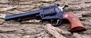 This Ruger .41 Magnum New Model Blackhawk is a single action revolver, requiring the hunter to manually cock the hammer to shoot each round.This is not a problem in a hunting situation. The .41 Magnum is less popular than some other calibers, but has less recoil than other magnumchoices while still having more than enough power, if the hunter can make an accurate shot.